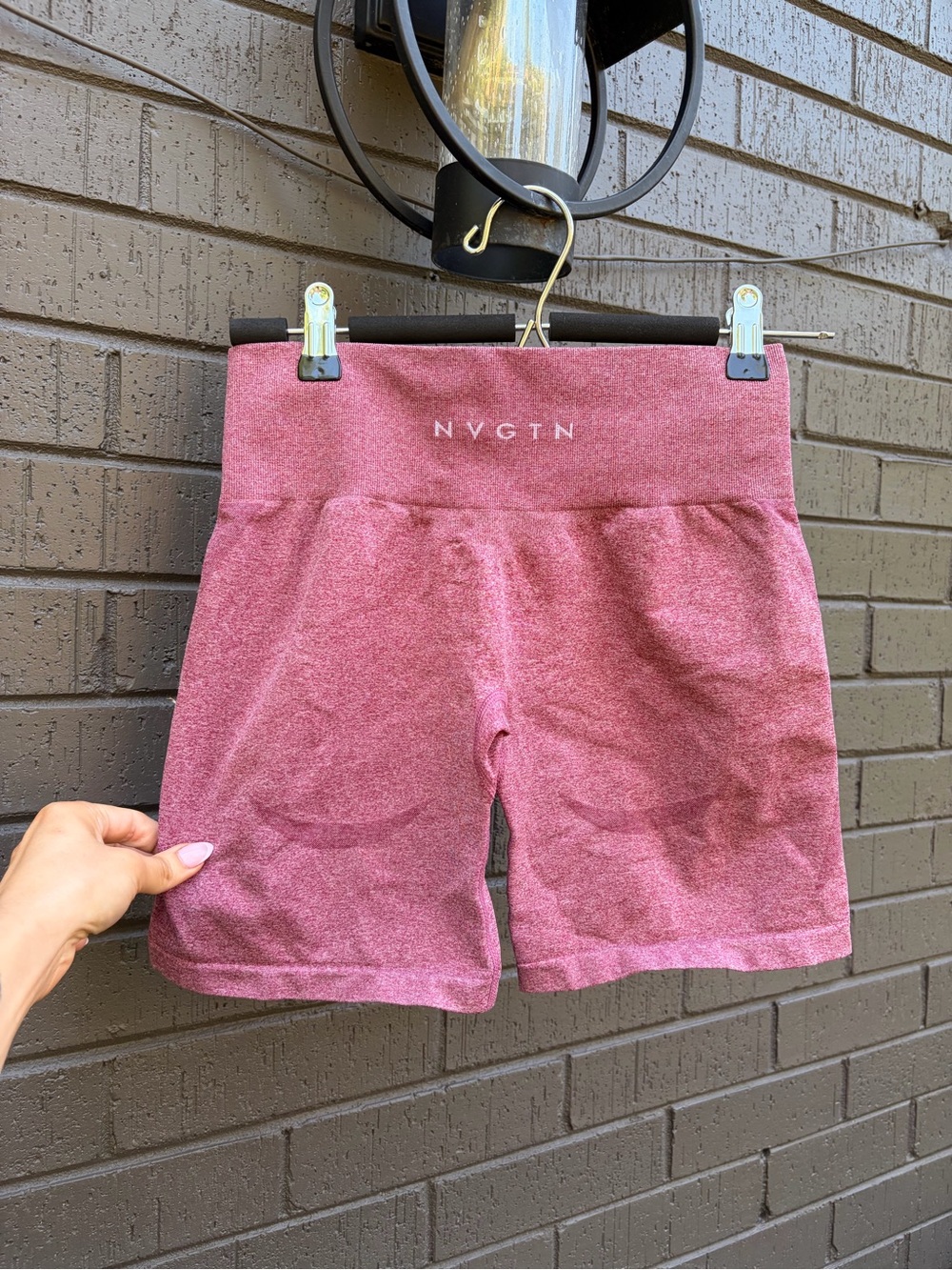 NVGTN High-Rise Athletic Bike Shorts — Dusty Rose Heather